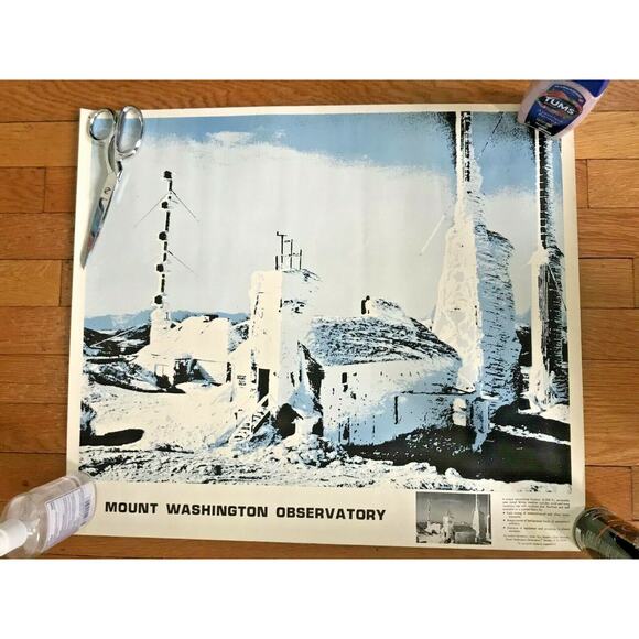 Vintage Poster Mt Washington Observatory Gorham NH 1970s - Picture 1 of 6